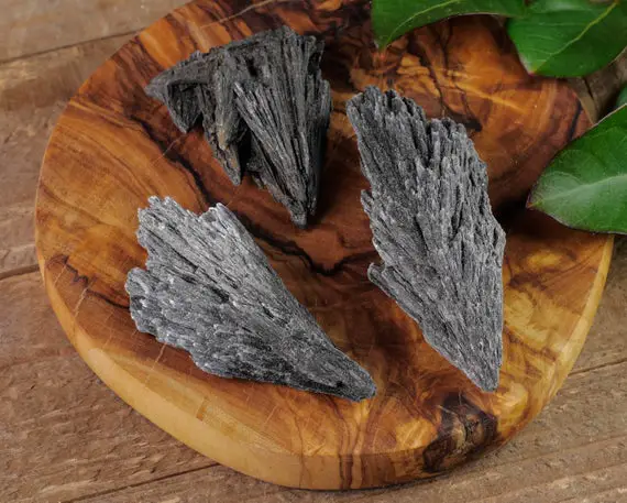 Black Kyanite Raw Crystal Fan - Metaphysical, Home Decor, Raw Crystals And Stones, E0836