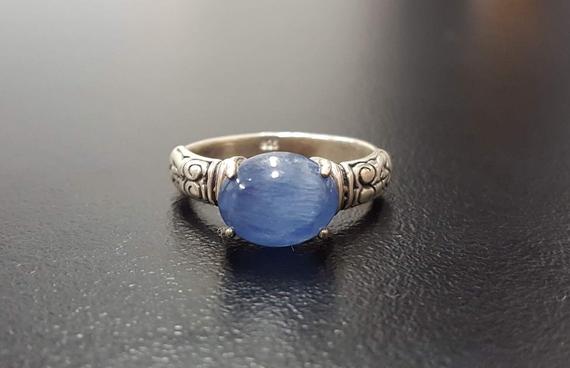 Blue Kyanite Ring, Natural Kyanite, Tribal Ring, African Kyanite, Bohemian Ring, Solid Silver Ring, Blue Tribal Ring, Blue Vintage Ring