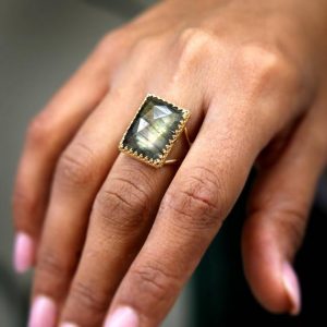 Labradorite Ring · Gold Filled Ring · Gemstone Ring · Fire Ring · Statement Ring · Semi Precious Ring · Bridesmaid Gifts | Natural genuine Labradorite rings, simple unique handcrafted gemstone rings. #rings #jewelry #shopping #gift #handmade #fashion #style #affiliate #ad
