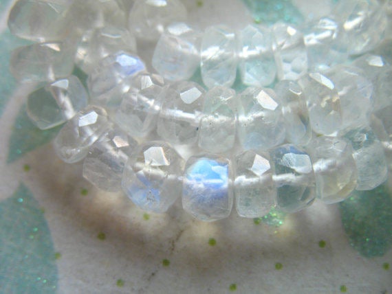 Moonstone Rondelles Beads, Luxe Aaa, 1/2 Strand, 4-4.5 Mm, Faceted, Tons  Blue Flashes .. June Birthstone ..brides Bridal True 45