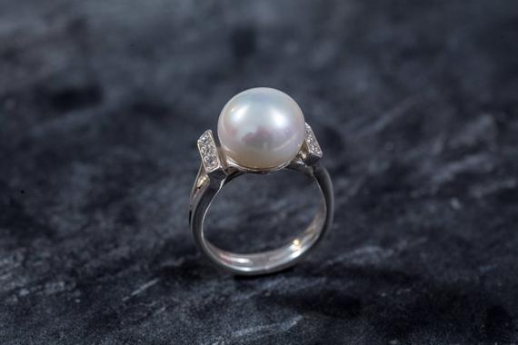 Pearl Ring, White Pearl Ring, Natural Pearl, June Birthstone, White Pearl, Real Pearl, Vintage Rings, White Ring, Solid Silver Ring, Pearl