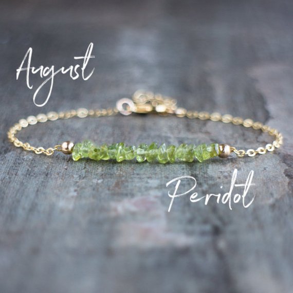 Peridot Bracelet, August Birthstone Bracelets For Women, Raw Peridot Jewelry, Gifts For Her