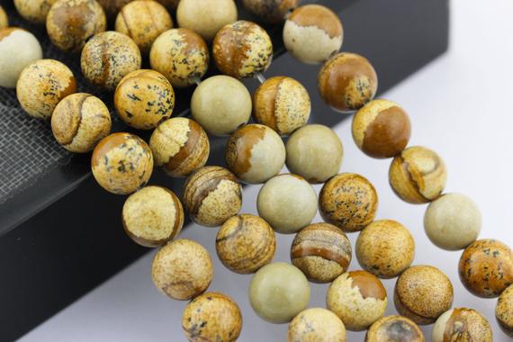 2.0mm Hole Picture Jasper Smooth Round Beads 6mm 8mm 10mm 15.5" Strand