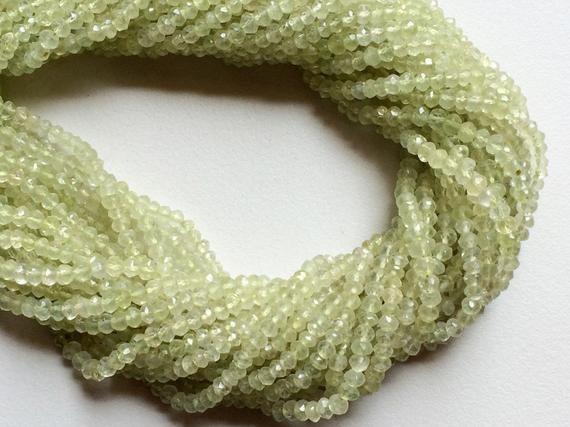 3.5-4mm Prehnite Micro Faceted Rondelle Beads, Green Prehnite Faceted Beads For Necklace, 13in Prehnite Beads (1st To 5st Options) - God290