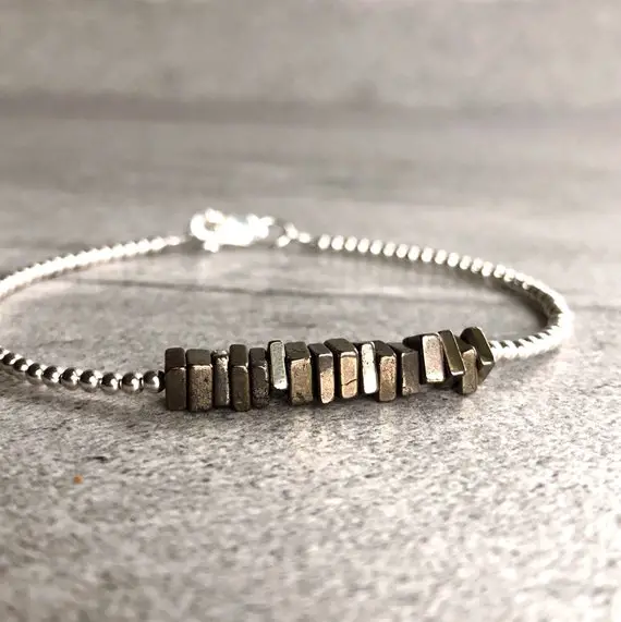 Pyrite Bracelet | Beaded Bracelet For Women, Men | Pyrite Stone Jewelry | Crystal Bead Bracelet | 6 7 8 9 Inch Size