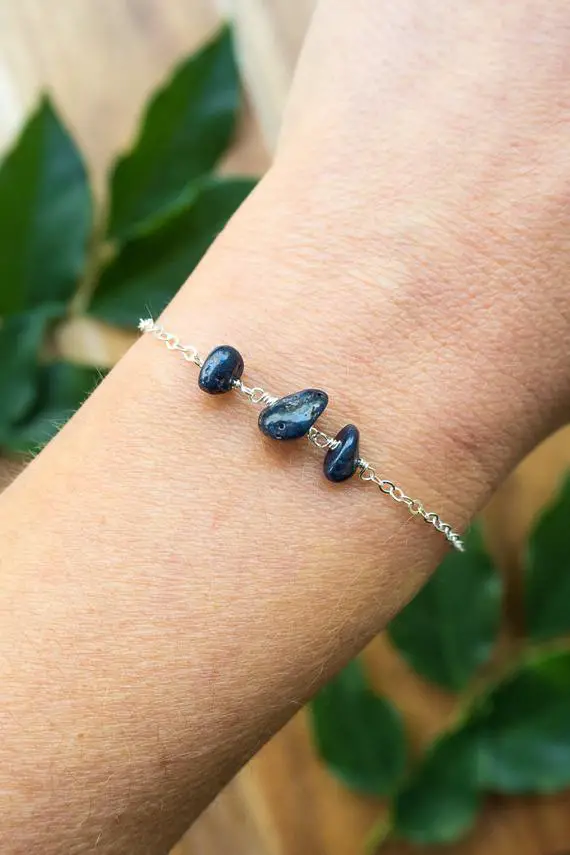 Blue Sapphire Bracelet. Sapphire Bracelet. September Birthstone Bracelet. Blue Gemstone Bracelet. Sapphire Jewelry. Blue Crystal Bracelet.