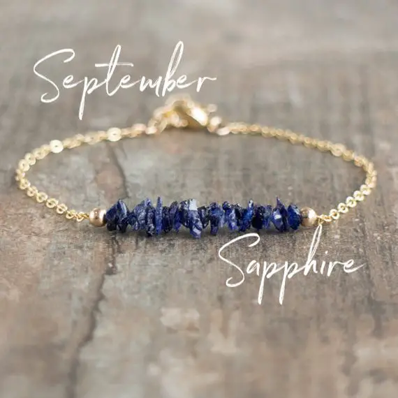 Sapphire Bracelet, Raw Crystal September Birthstone Bracelet, Gifts For Women, Sapphire Jewelry In Sterling Silver, Gold
