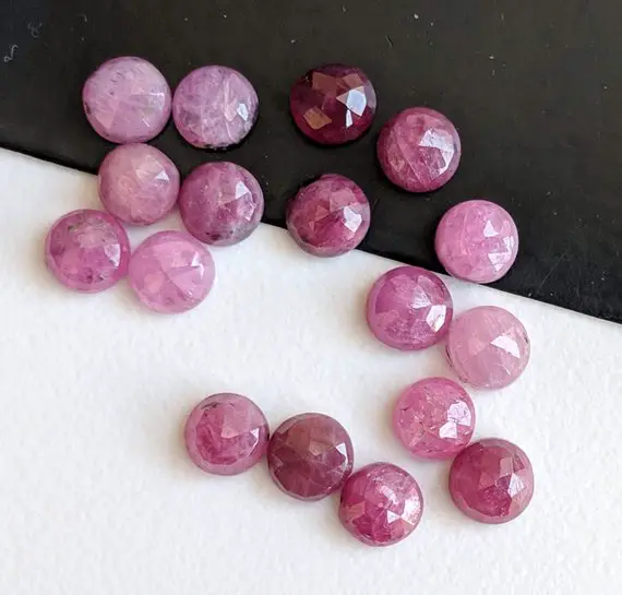 5mm Pink Sapphire Rose Cut Round Cabochon, Natural Pink Sapphire Flat Back Cabochon, Pink Sapphire Stones For Jewelry (5pcs To 20pcs Option)