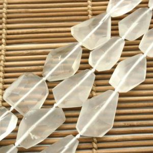 Shop Smoky Quartz Faceted Beads! Matte Milky Crystal 14-20mm faceted beads (ETB00713) | Natural genuine faceted Smoky Quartz beads for beading and jewelry making.  #jewelry #beads #beadedjewelry #diyjewelry #jewelrymaking #beadstore #beading #affiliate #ad