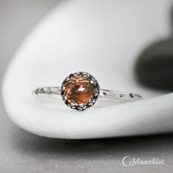 Smoky Quartz Promise Ring, Sterling Silver Smokey Quartz Ring, Vintage Style Quartz Gemstone Ring | Moonkist Designs