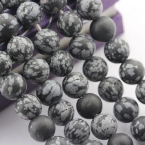 Shop Snowflake Obsidian Beads! 2.0mm Hole Snowflake Obsidian Matte Round Beads 8mm 10mm 15.5" Strand | Natural genuine beads Snowflake Obsidian beads for beading and jewelry making.  #jewelry #beads #beadedjewelry #diyjewelry #jewelrymaking #beadstore #beading #affiliate #ad