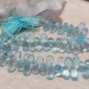 Swiss Blue Topaz 273ct. Micro Faceted Teardrop Beads 9 Inch Strand 69 Beads Top Quality Natural Brazilian Topaz Gemstone November Birthstone | Natural genuine other-shape Gemstone beads for beading and jewelry making.  #jewelry #beads #beadedjewelry #diyjewelry #jewelrymaking #beadstore #beading #affiliate #ad