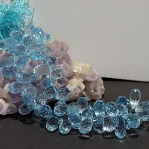 Swiss Blue Topaz 219ct. Micro Faceted Teardrop Beads 9 Inch Strand 66 Beads Top Quality Natural Brazilian Topaz Gemstone November Birthstone | Natural genuine other-shape Gemstone beads for beading and jewelry making.  #jewelry #beads #beadedjewelry #diyjewelry #jewelrymaking #beadstore #beading #affiliate #ad