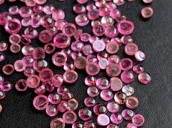 2-3mm Pink Tourmaline Plain Round Cabochons, Pink Tourmaline Flat Back Cabochons, Pink Loose Tourmaline For Jewelry (2cts To 5cts Options)