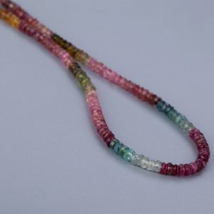 Multi Tourmaline Faceted Rondelle Necklace Multi Color Necklace All Purpose Piece Semi Precious Gemstone Engagement Gift | Natural genuine Tourmaline necklaces. Buy handcrafted artisan wedding jewelry.  Unique handmade bridal jewelry gift ideas. #jewelry #beadednecklaces #gift #crystaljewelry #shopping #handmadejewelry #wedding #bridal #necklaces #affiliate #ad