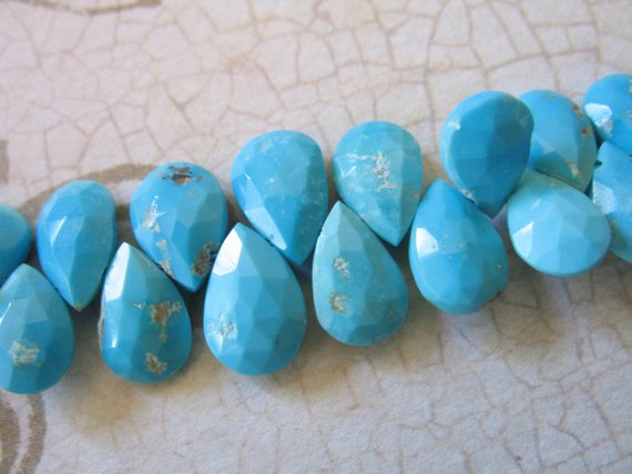 8-9 Mm Sleeping Beauty Pear Briolette Bead, Luxe Aaa, December Birthstone, Genuine Natural Arizona Turquoise Stabilized Robins Egg Blue Solo