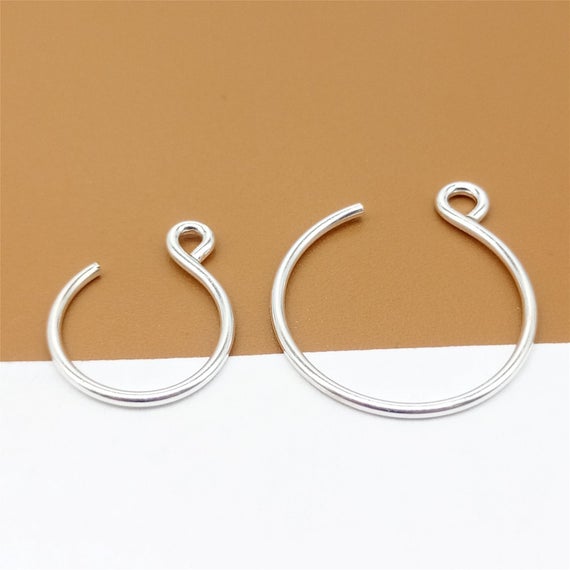 2 Pairs Sterling Silver Round Earring Hooks, 925 Silver Circle Earring Hooks, Ear Wire Hooks For Earring Jewelry Making