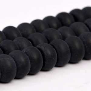 Matte Black Agate Beads Grade AAA Genuine Natural Gemstone Rondelle Loose Beads 6x4MM 8x5MM Bulk Lot Options | Natural genuine rondelle Agate beads for beading and jewelry making.  #jewelry #beads #beadedjewelry #diyjewelry #jewelrymaking #beadstore #beading #affiliate #ad