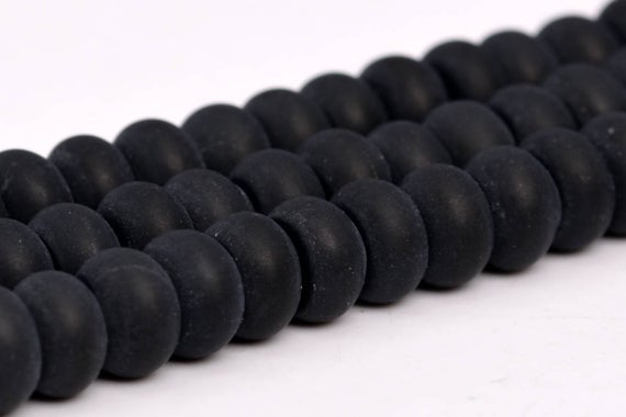 Matte Black Agate Beads Grade Aaa Genuine Natural Gemstone Rondelle Loose Beads 6mm 8mm Bulk Lot Options