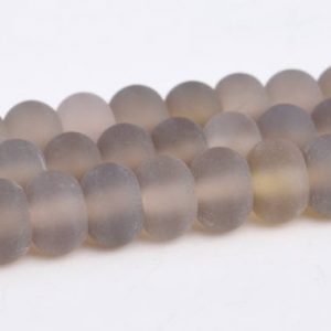 Shop Agate Rondelle Beads! Matte Gray Agate Beads Grade AAA Genuine Natural Gemstone Rondelle Loose Beads 6x4MM 8x5MM Bulk Lot Options | Natural genuine rondelle Agate beads for beading and jewelry making.  #jewelry #beads #beadedjewelry #diyjewelry #jewelrymaking #beadstore #beading #affiliate #ad