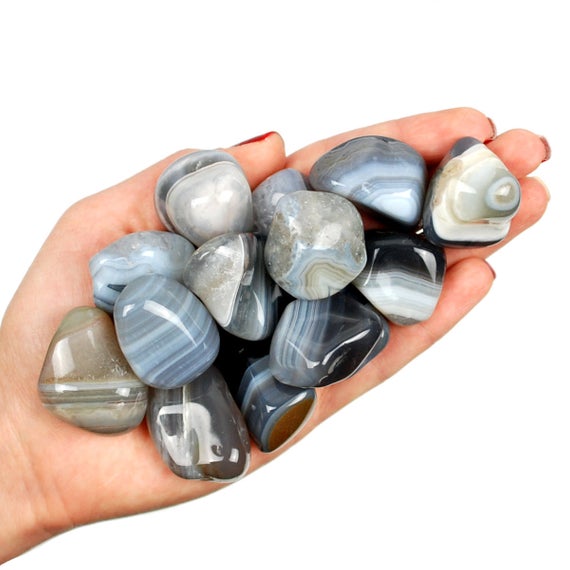 Grey  Agate Tumbled Stone, Grey Agate, Tumbled Stones, Banded Agate, Agate, Crystals, Stones, Rocks, Gifts, Gemstones, Healing Crystals, Gem