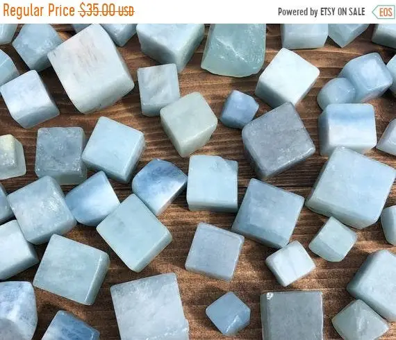 1/4 Lb Aquamarine Cubes / Blue Beryl Polished Tumbled Cube Quarter Pound