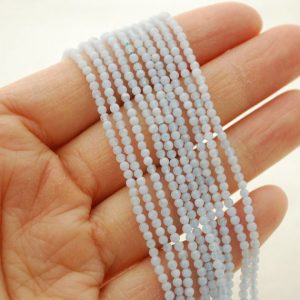 Shop Blue Lace Agate Round Beads! High Quality Grade A Natural Blue Lace Agate Semi-Precious Gemstone Round Beads – 2mm – 15" strand | Natural genuine round Blue Lace Agate beads for beading and jewelry making.  #jewelry #beads #beadedjewelry #diyjewelry #jewelrymaking #beadstore #beading #affiliate #ad