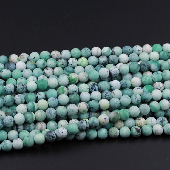 Natural African Green Chrysoprase 6mm Matte Round 8mm Matte Round 10mm Matte Round Beads 15.5" Strand