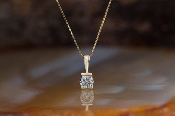 1/2ct Diamond Pendant-yellow Gold Pendant 14k- Diamond Necklace-women Jewelry-anniversary Gift-for Her Jewelry-birthday Gift-diamond Pendant