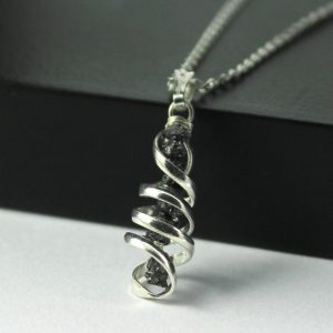Spiral Pendant Necklace – Mother's Day Gift – Black Rough Diamonds –  Dangled Raw Diamonds – April Birthstone | Natural genuine Gemstone pendants. Buy crystal jewelry, handmade handcrafted artisan jewelry for women.  Unique handmade gift ideas. #jewelry #beadedpendants #beadedjewelry #gift #shopping #handmadejewelry #fashion #style #product #pendants #affiliate #ad