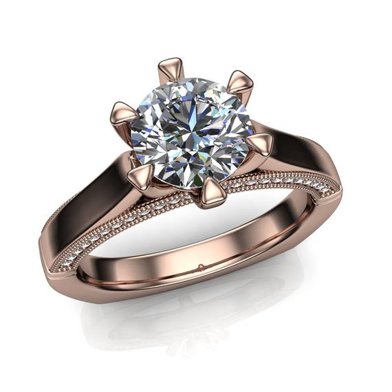 1-carat Diamond Engagement Ring, Cathedral Set With Claw Prongs | "ainsley"