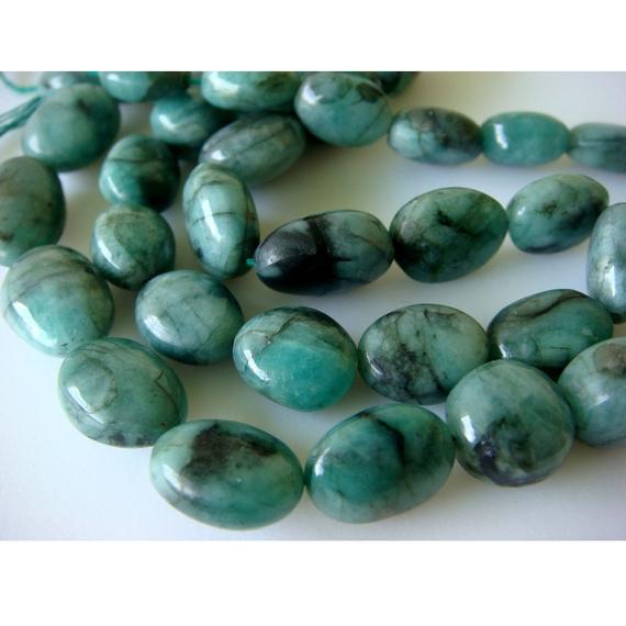 10-12mm Emerald Plain Oval Nuggets, Emerald Tumbles, Emerald Nuggets For Jewelry, Green Oval Beads, Emerald Plain Oval (8in To 16in Options)