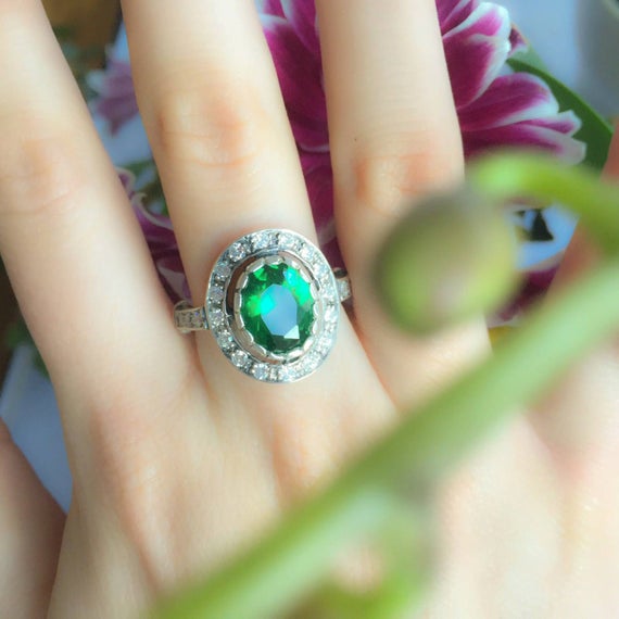 Emerald Ring, Antique Ring, Vintage Ring, Antique Emerald Ring, Antique Rings, Sterling Silver Ring, Green Vintage Ring