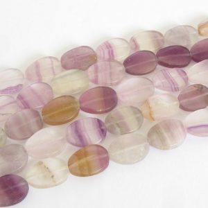 Shop Fluorite Bead Shapes! 16mm Oval Fluorite Beads, 16mm Wavy Oval Rainbow Fluorite, Natural Gemstone Beads, Purple Beads, Fluo213 | Natural genuine other-shape Fluorite beads for beading and jewelry making.  #jewelry #beads #beadedjewelry #diyjewelry #jewelrymaking #beadstore #beading #affiliate #ad