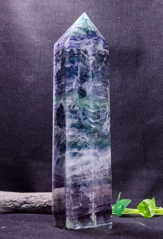 Extra Large Natural Rainbow Fluorite Tower/fluorite Point/decor/healing Stone/calming/reiki/wicca/chakra/decor/gift For Her/gift For Mom