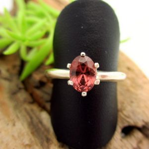 Shop Garnet Rings! Rhodolite Garnet Ring in Sterling Silver, Peachy-Pink Gemstone | Natural genuine Garnet rings, simple unique handcrafted gemstone rings. #rings #jewelry #shopping #gift #handmade #fashion #style #affiliate #ad