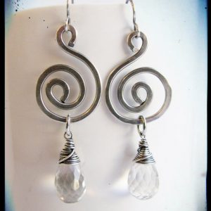 Shop Green Amethyst Earrings! Micro Faceted Prasiolite and Hammered Silver Swirls Earrings | Natural genuine Green Amethyst earrings. Buy crystal jewelry, handmade handcrafted artisan jewelry for women.  Unique handmade gift ideas. #jewelry #beadedearrings #beadedjewelry #gift #shopping #handmadejewelry #fashion #style #product #earrings #affiliate #ad
