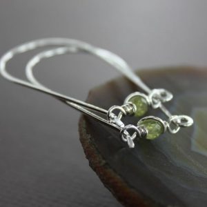 Shop Green Amethyst Jewelry! U-shape hoop sterling silver earrings with green amethyst – Modern earrings – Amethyst earrings – Minimalist hoop earrings – ER111 | Natural genuine Green Amethyst jewelry. Buy crystal jewelry, handmade handcrafted artisan jewelry for women.  Unique handmade gift ideas. #jewelry #beadedjewelry #beadedjewelry #gift #shopping #handmadejewelry #fashion #style #product #jewelry #affiliate #ad