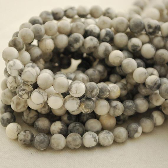 Grey White Howlite Round Beads - 4mm, 6mm, 8mm Sizes - 14" Strand - Natural Gemstone Beads For Jewellery Making | Crystal Beads