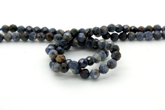 Natural Iolite Beads, Iolite Faceted Sphere Ball Round Natural Gemstone Beads Stones - 4mm 5mm - Rnf85