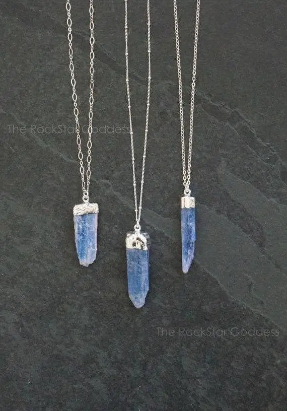 Raw Kyanite Necklace / Silver Kyanite Necklace / Kyanite Jewelry / Kyanite Pendant / Blue Kyanite / Sterling Silver Kyanite
