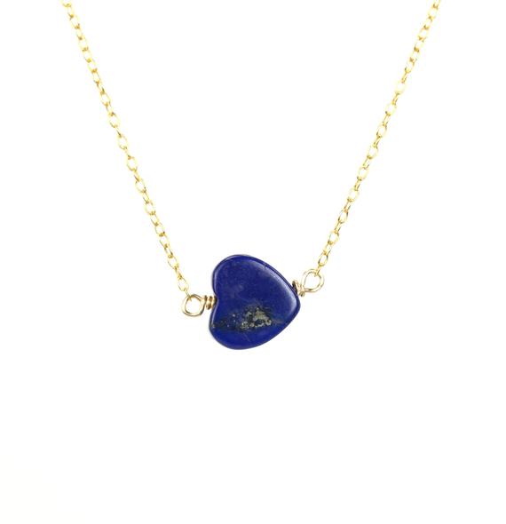 Lapis Heart Necklace - Lapis Lazuli Necklace - Blue Heart Necklace - Love Necklace