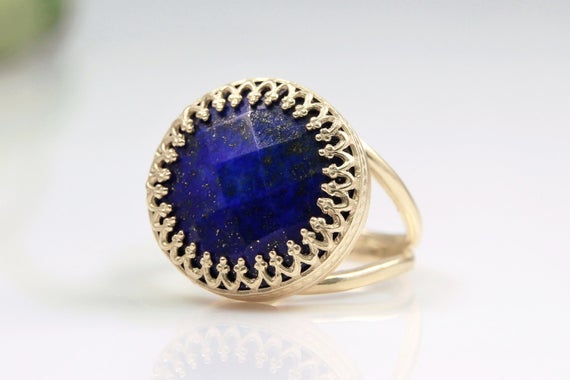 Lapis Lazuli Ring ·  Gold Ring · Blue Ring · Gemstone Ring · Semiprecious Ring · Vintage Ring · September Birthstone Ring