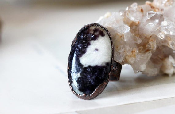 Lepidolite Ring - Size 7 3/4 - Purple Lepidolite - Large Oval Ring - Crystal Ring - Natural Stone Ring - Purple Ring