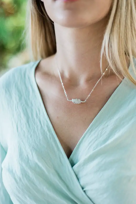 White Moonstone Gemstone Necklace. White Moonstone Necklace. White Gemstone Necklace. Moonstone Crystal Necklace. June Birthstone Necklace.