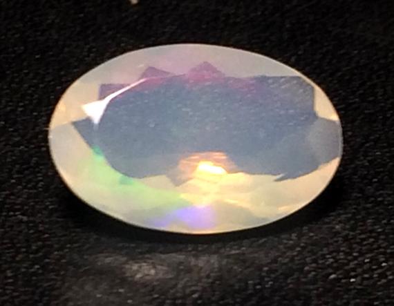 7.9x10.8mm Huge Ethiopian Opal Oval Cut Stone, Natural Faceted Opal, Oval Cut Stone, Faceted Cabochon, Fire Opal, 1.4 Cts - Pussg26