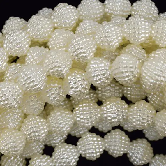 11mm White Plastic Pearl Bicone Beads 16" Strand 36899