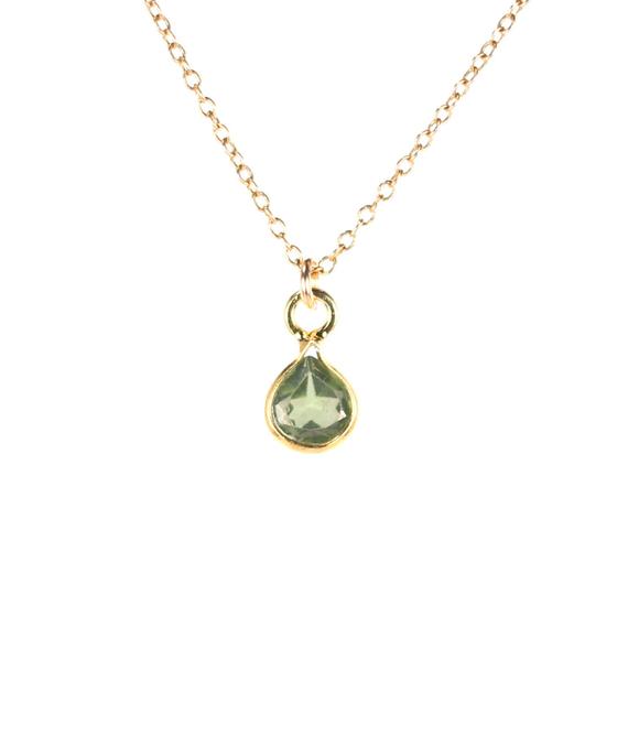 Peridot Necklace, Tiny Green Gem Necklace, August Birthstone, Crystal Necklace, A Mini Genuine Peridot On 14k Gold Filled Chain