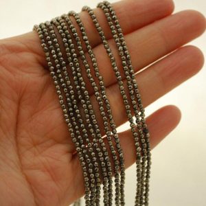 Shop Pyrite Faceted Beads! Pyrite Semi-Precious Gemstone Round Beads – FACETED – 2mm – 15" strand | Natural genuine faceted Pyrite beads for beading and jewelry making.  #jewelry #beads #beadedjewelry #diyjewelry #jewelrymaking #beadstore #beading #affiliate #ad