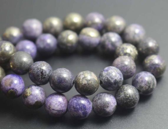 Purple Iron Pyrite Smooth Round Beads,4mm/6mm/8mm/10mm/12mm Beads Supply,15 Inches One Starand